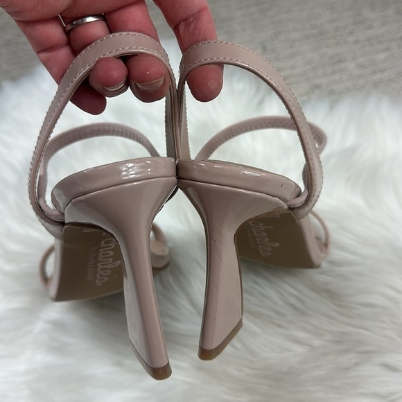 Charles David Nude Patent Strappy Geometric Heels 8 - Picture 4 of 9